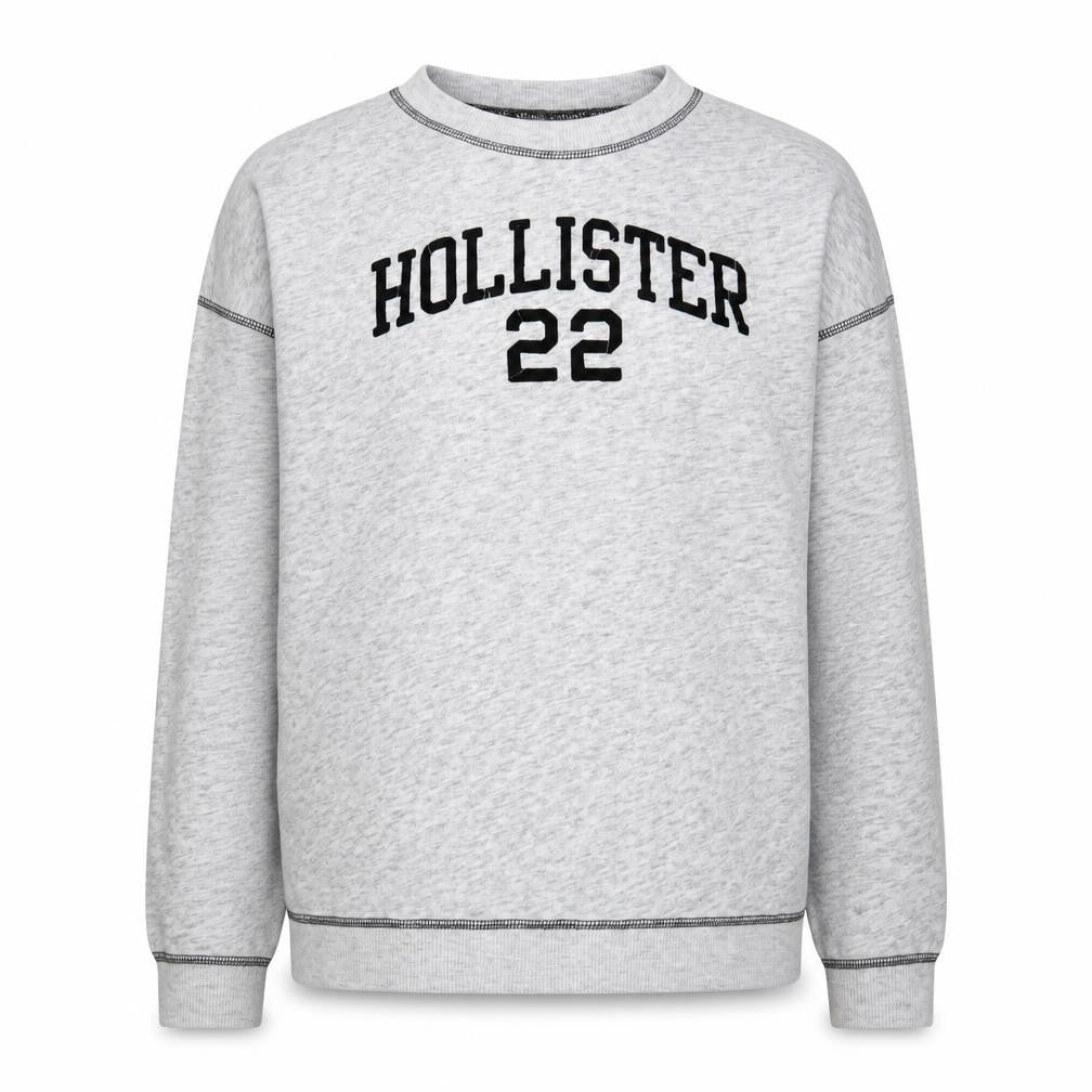 Unisex Adults UK L Regular Hollister Grey Pullover Sweatshirt