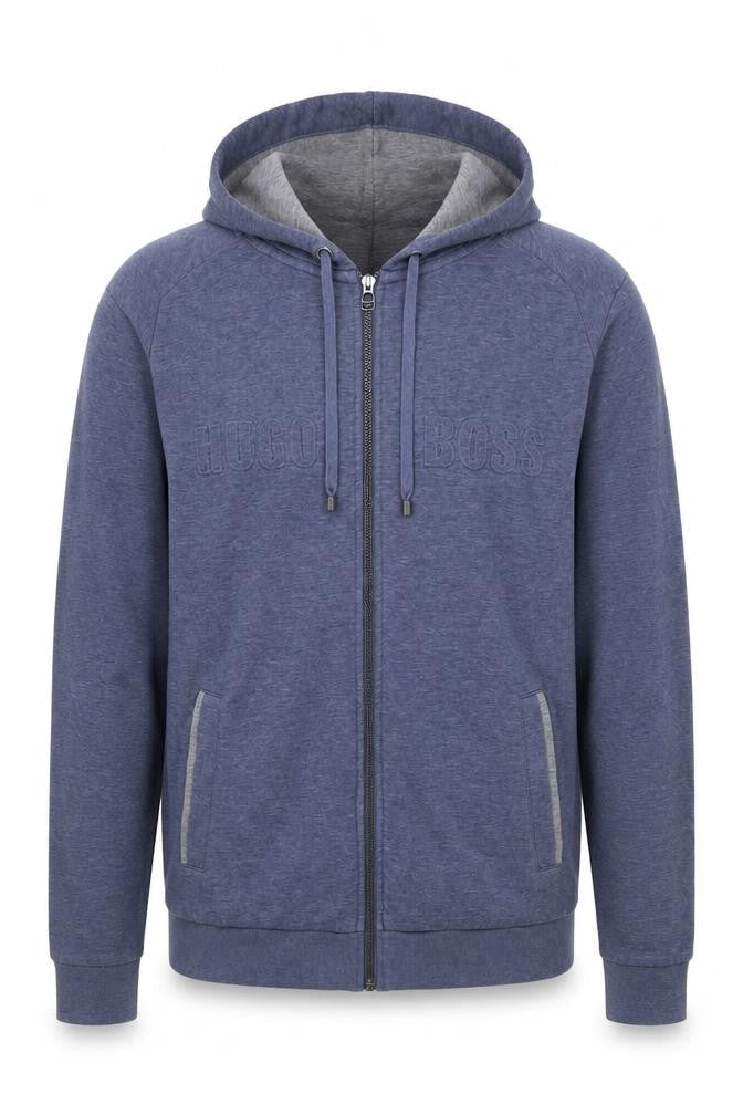 Mens UK S Regular HUGO BOSS Blue Full Zip Hoodie