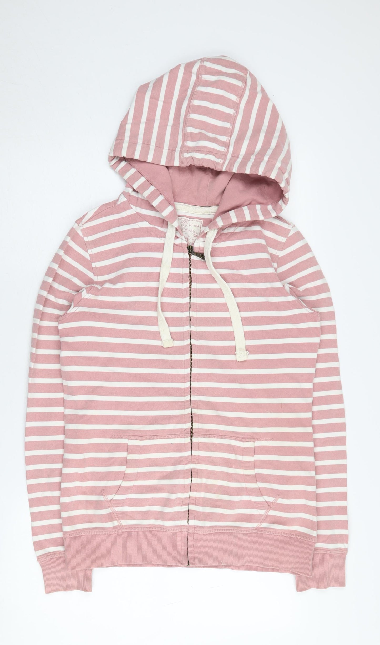 Fat Face Women's Pink Striped Full Zip Hoodie Size 10