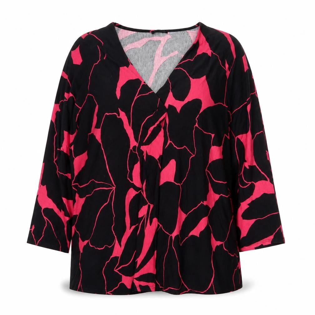 Roman Women's Black Pink Floral Blouse Size 14
