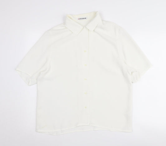 Windsmoor Women's White Button-Up Short Sleeve Shirt