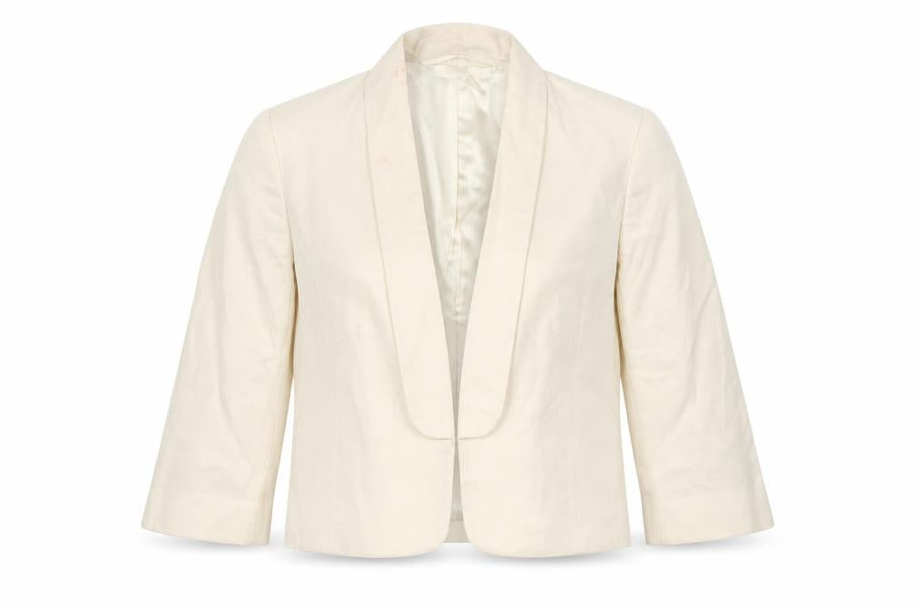 Jaeger Women's Ivory Cropped Suit Jacket Size 12
