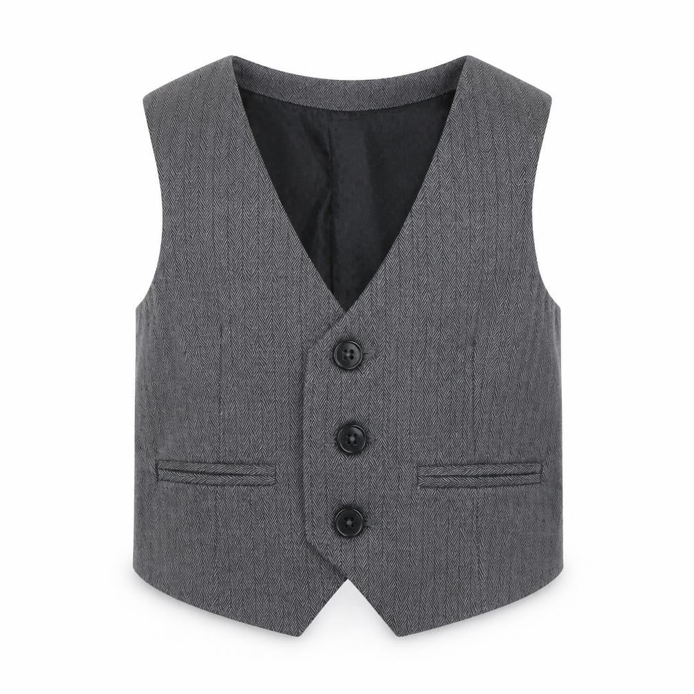 Front view of John Rocha boys’ grey suit waistcoat age 2 years