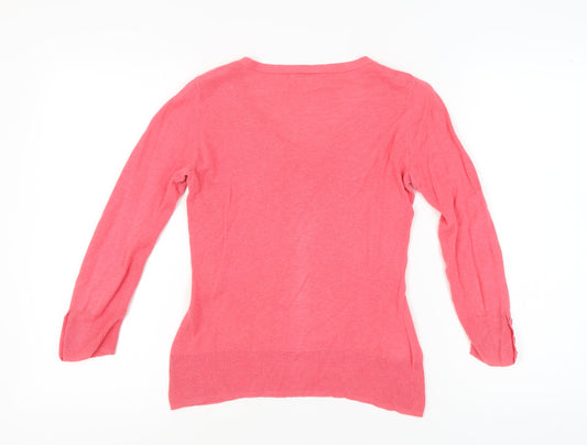 Laura Ashley Women's Pink V-Neck Pullover Jumper