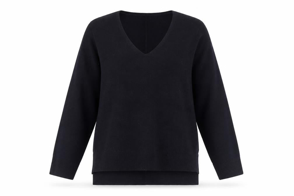Front view of French Connection Women's Black V-Neck jumper