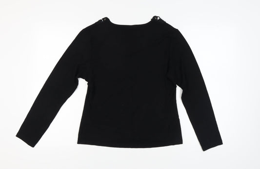 Karen Scott Women's Black Beaded Long Sleeve Top