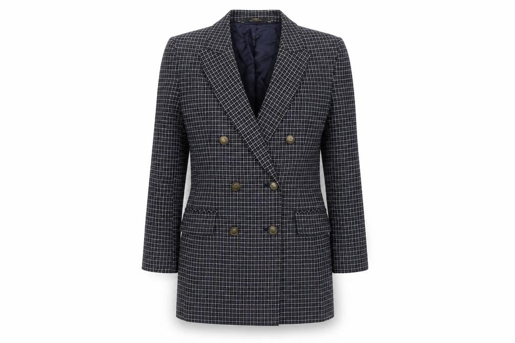 Marks and Spencer Women's Navy Check Blazer Size 10