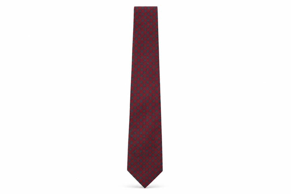 Moss Bros Men's Red Silk Polka Dot Designer Tie