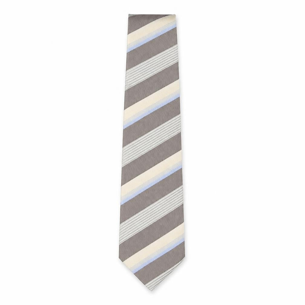 Racing Green Men's Silver Striped Silk Tie, One Size