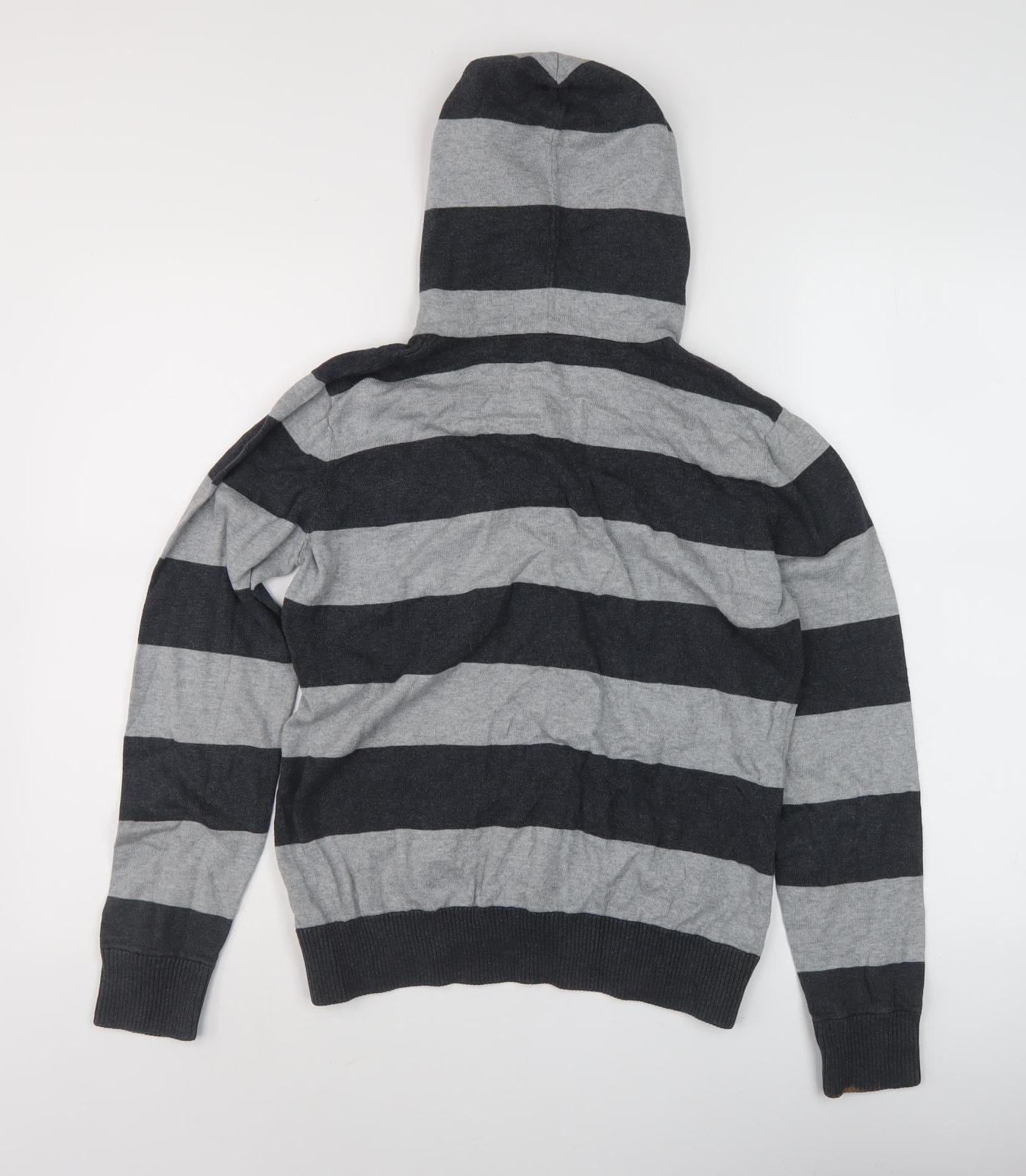 Kangol Women's Grey Stripe Cardigan Hoodie, Size 12