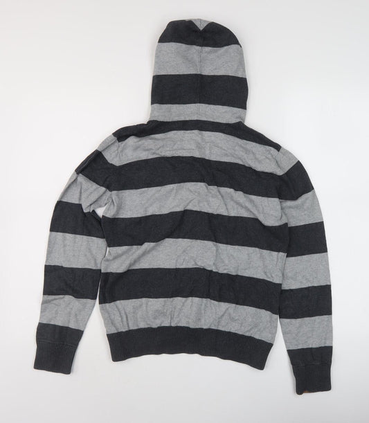 Kangol Women's Grey Stripe Cardigan Hoodie, Size 12