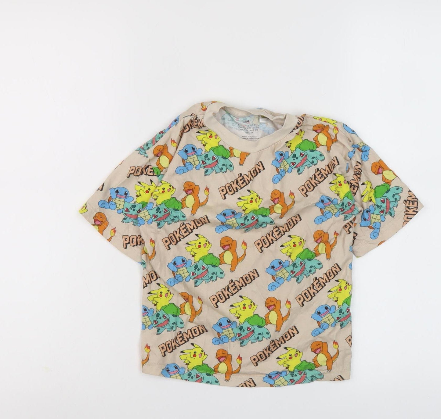 H&M Boys Beige Pokémon Graphic T-Shirt, 4-6 Years