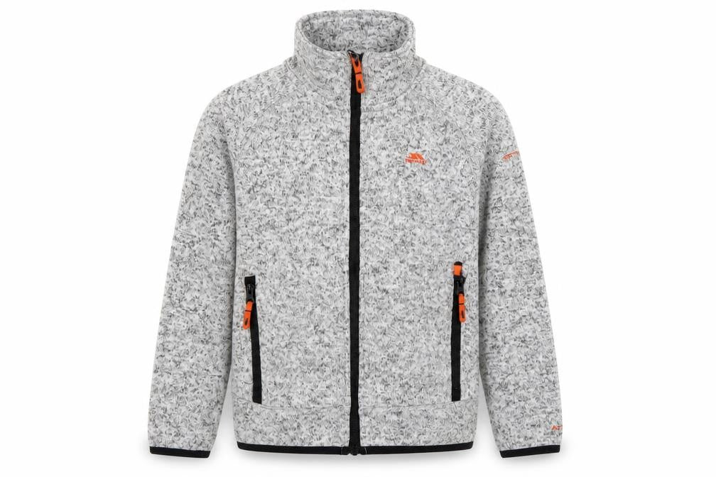 Front view of Trespass boys’ grey fleece jacket, size 9-10, years