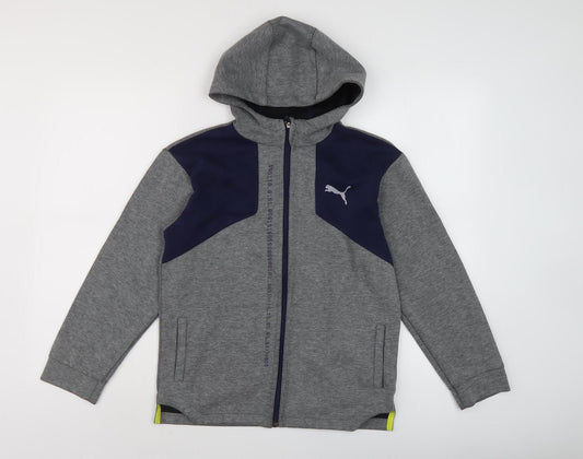 Puma Boys Grey Full Zip Hoodie, 12-13 Years, Good Condition