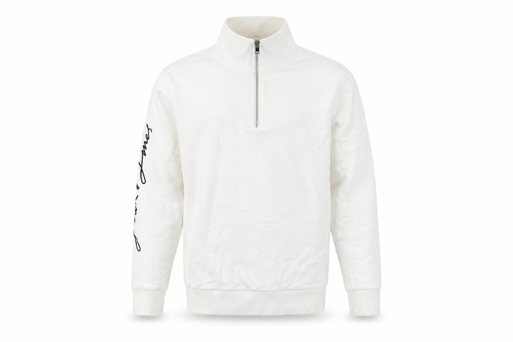 Mens UK M Regular JACK & JONES White 1/4 Zip Sweatshirt