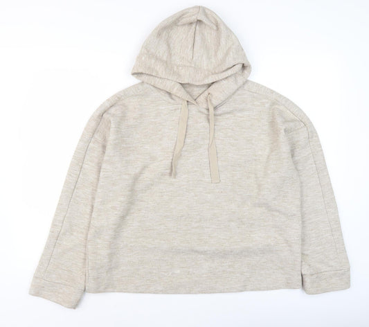 MNG Women's Beige Pullover Hoodie, Size 12, Relaxed Cotton Blend