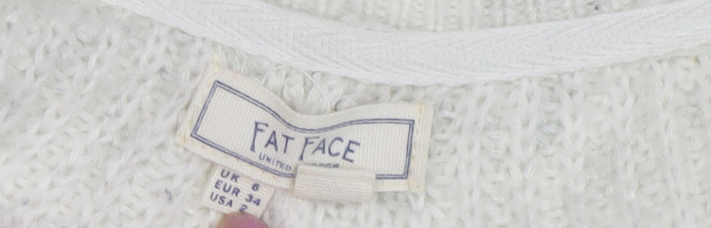 Fat Face Women's Ivory Cable-Knit Cardigan Size 6