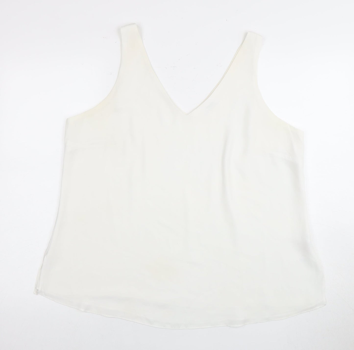 Wallis Women's White Sleeveless V-Neck Blouse - Size 18
