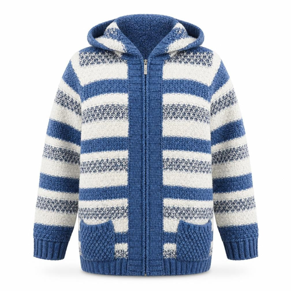 Marks and Spencer Women's Hooded Blue Stripe Jumper Size 12