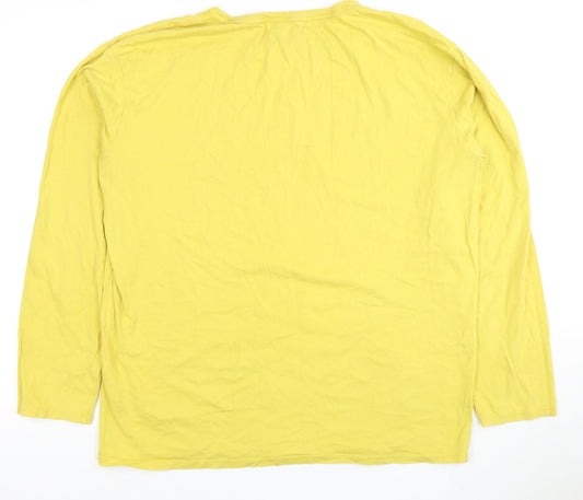 Guess Men's Yellow Long Sleeve Logo T-Shirt, Size M