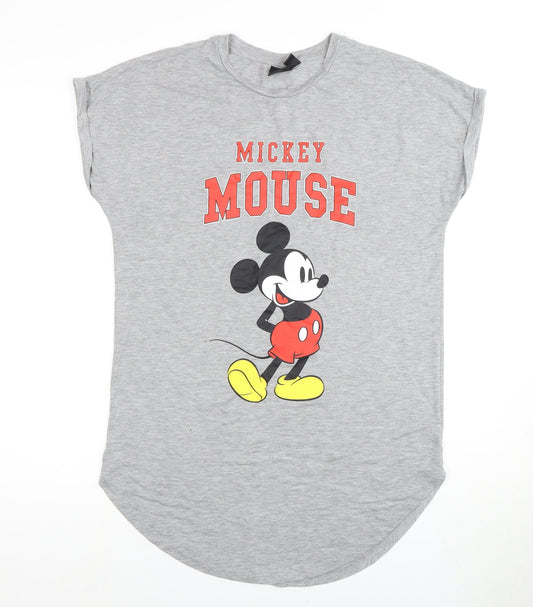 Disney Women's Grey Mickey Mouse T-Shirt, S, Casual Style