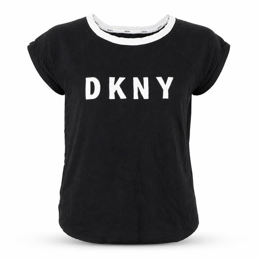 Womens UK Size S DKNY Black Rayon Blend T-Shirt