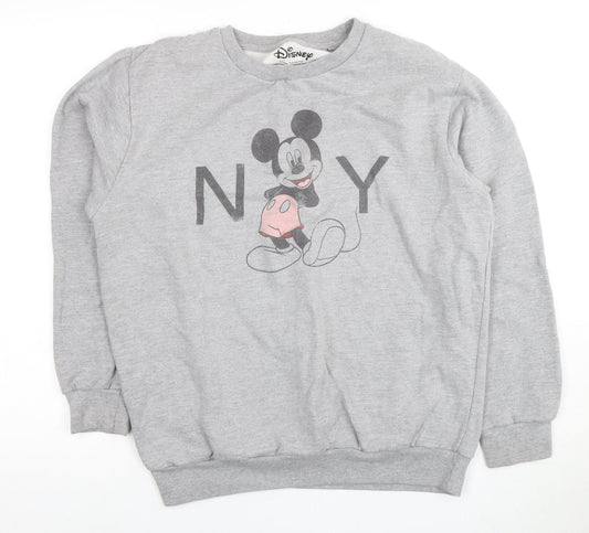 Disney Grey Mickey Mouse Unisex Sweatshirt, Size 12 UK