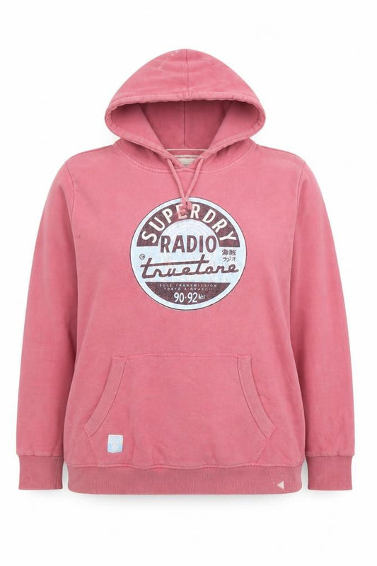 Unisex Adults UK 7XL Regular Superdry Pink Pullover Hoodie