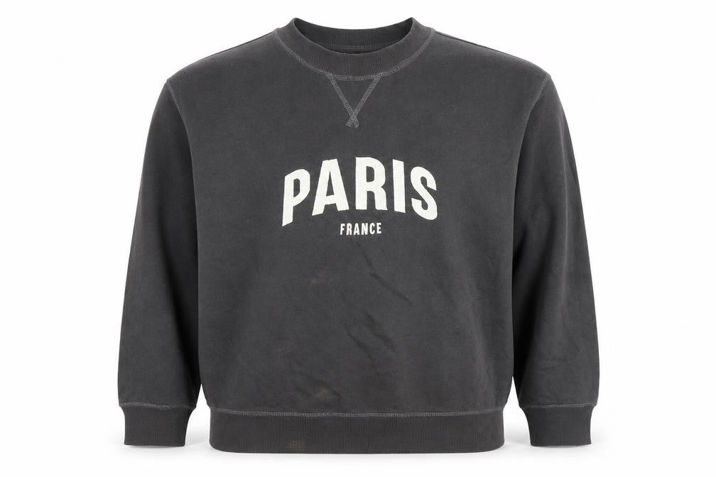 H&M Unisex Black Paris Logo Crew Neck Pullover Sweatshirt XS