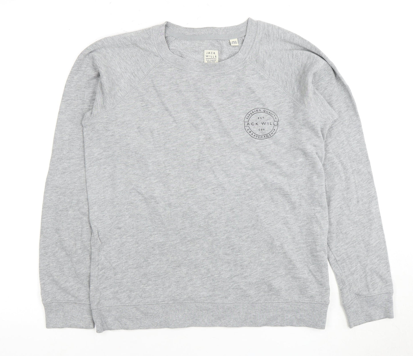 Jack Wills Grey Sweatshirt Unisex Adults UK 12 Pullover
