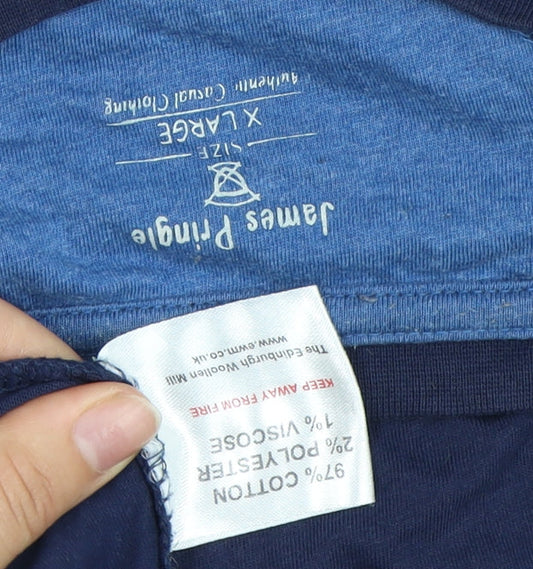 James Pringle Men's Blue XL Colourblock T-Shirt