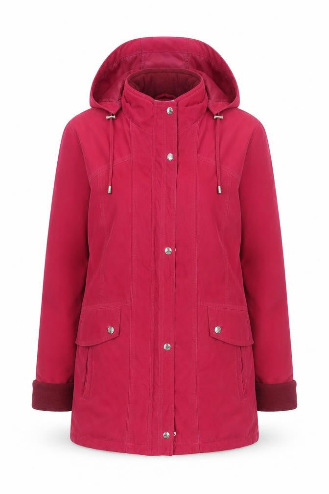 EWM Women's Red Parka Coat, Size 10, Hooded Winter Style