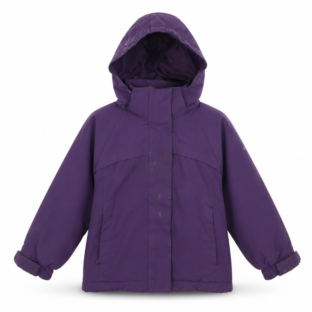 Front view of Trespass Kids Purple Waterproof Jacket 2-3 Years, girls’