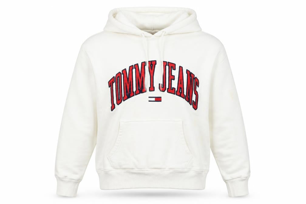 Womens UK XS Regular Tommy Jeans Ivory Pullover Hoodie