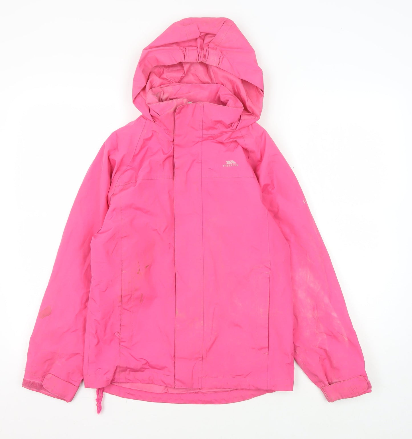 Trespass Girls Pink Waterproof Hooded Rain Coat 9-10 Years