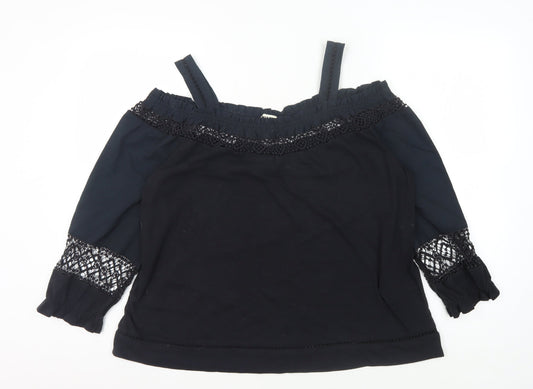 Whistles Women's Black Off the Shoulder Top, Size 10
