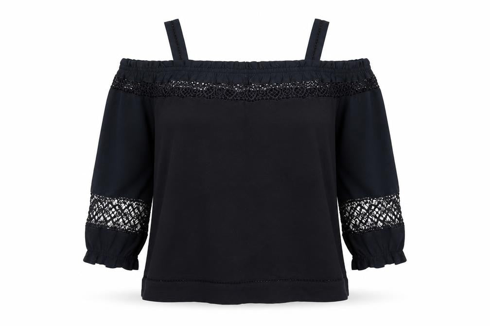 Womens UK Size 10 Whistles Black Cotton Blouse