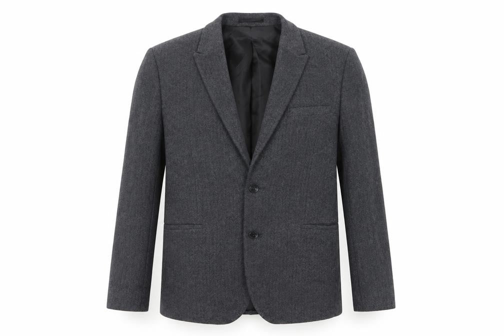Front view of ASOS DESIGN Men's Grey Blazer 38 Regular Herringbone