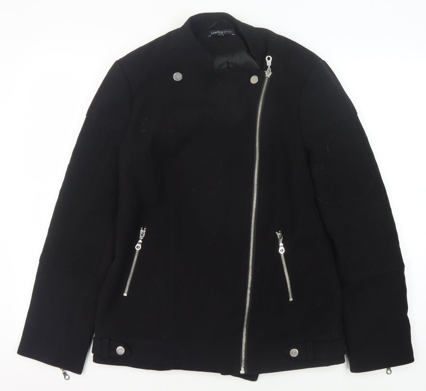 Marks and Spencer Women's Black Motorcycle Jacket, Size 10