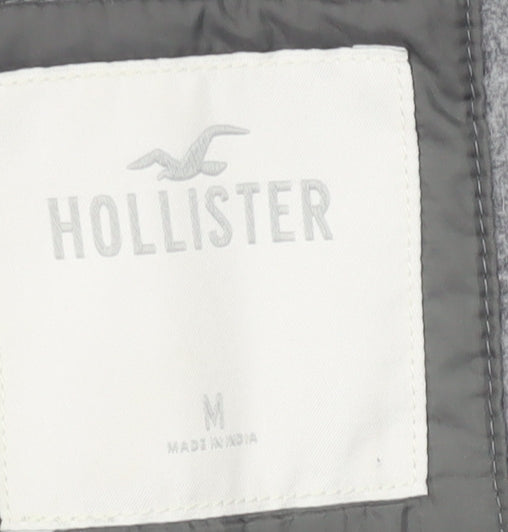 Hollister Men's Grey Overcoat M - Wool Blend Classic Style