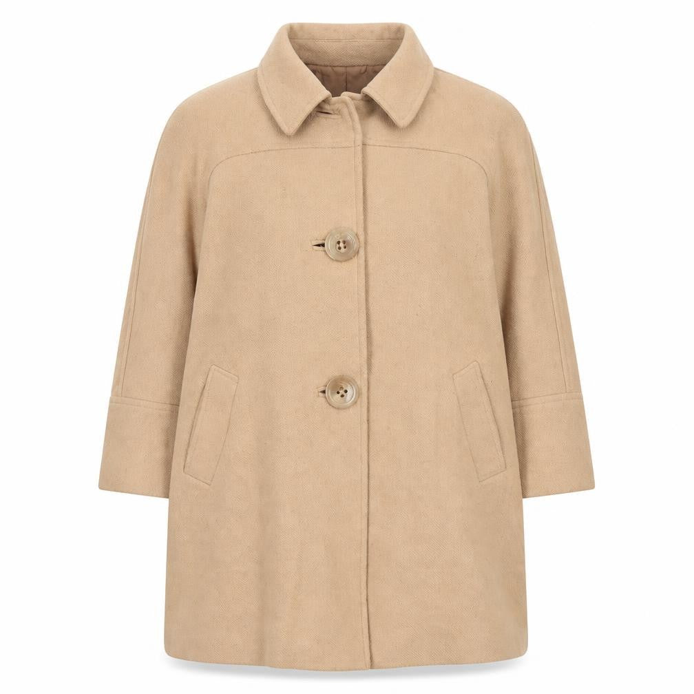 Martellini Women's Beige Wool Overcoat Size 16