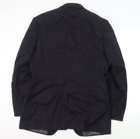 Jaeger Men's Black Wool Striped Blazer, Size 40R, Business