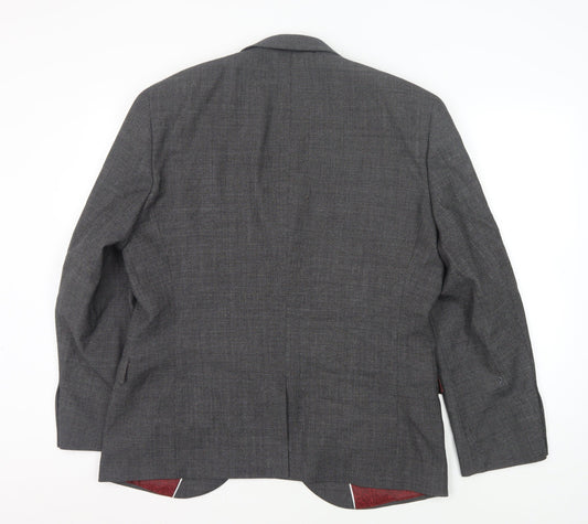 Next Men's Grey Blazer, 42S, Regular Fit, Wool