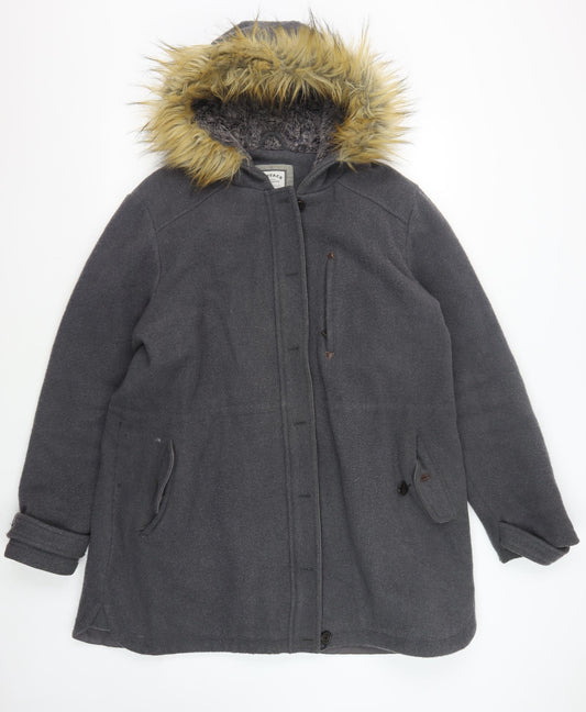 FatFace Women’s Grey Wool Blend Parka Coat L