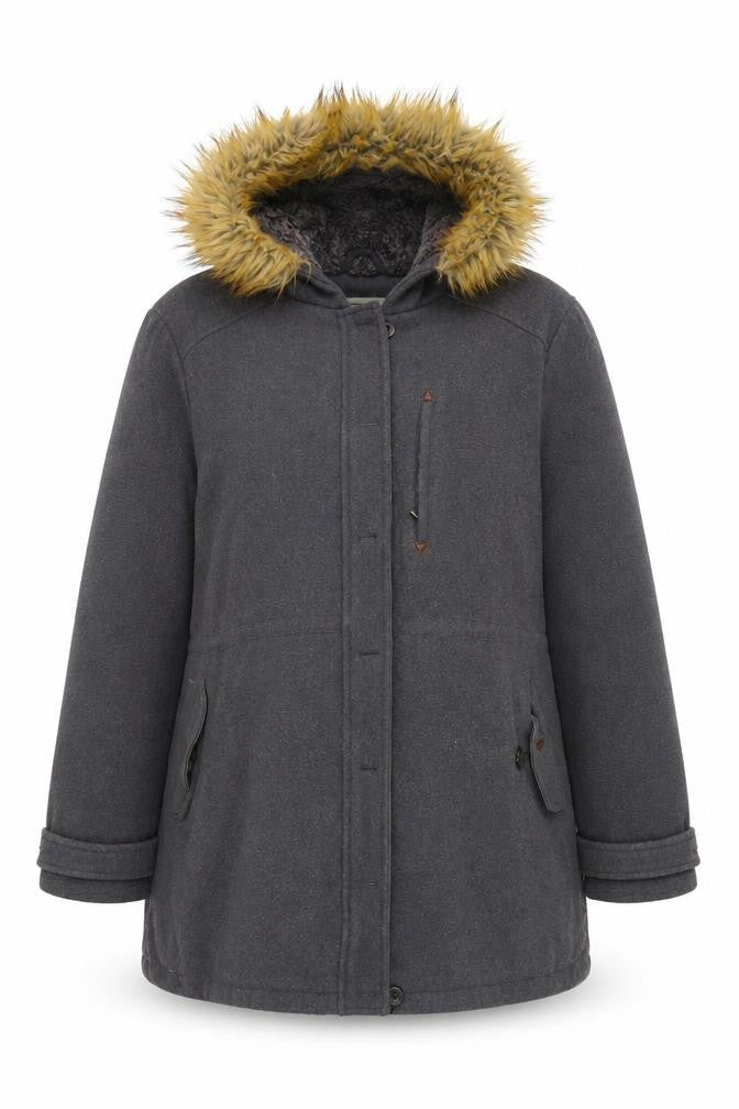 Womens UK Size L Regular FatFace Grey Wool Blend Coat