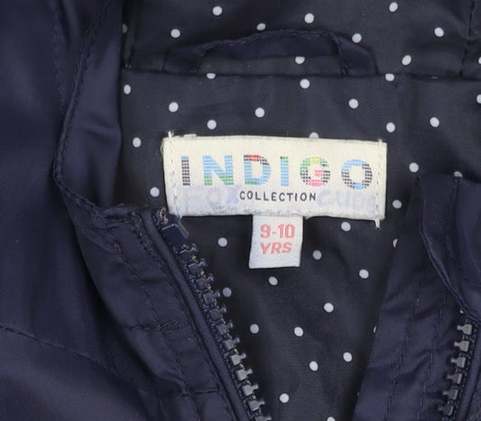 Indigo Collection Girls Blue Mid-Length Hooded Jacket 9-10 Years