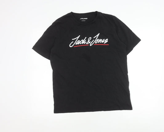 Jack & Jones Men's Black Crew Neck T-Shirt Size L