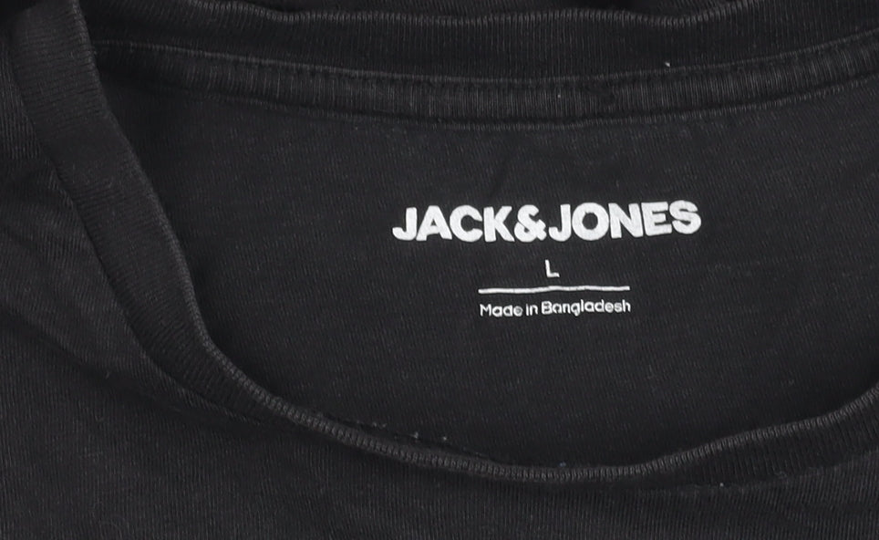 Jack & Jones Men's Black Crew Neck T-Shirt Size L