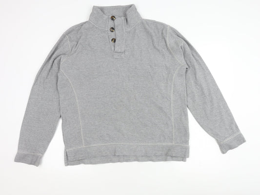 Fat Face Grey Henley Sweatshirt for Men - Medium