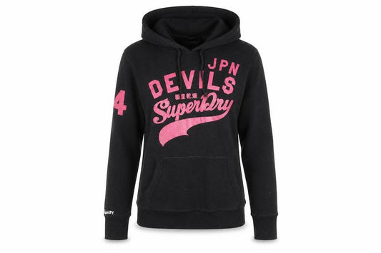 Womens UK M Regular Superdry Black Pullover Hoodie